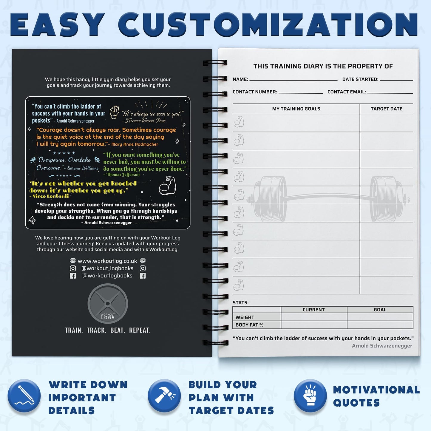 Workout Planner for Daily Fitness Tracking & Goals Setting - A5 Size, 6” x 8”, Charcoal Gray - Men & Women Personal Home & Gym Training Diary - Log Book Journal - by Workout Log Gym - My Store