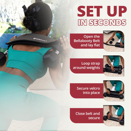 Bellabooty OG Belt - Bellabooty Exercise Hip Thrust Belt – For Dumbbells, Kettlebells, and Plates – Slip-Resistant Padding for Hip Protection – Perfect for Gym, Home, and On-the-Go Workouts