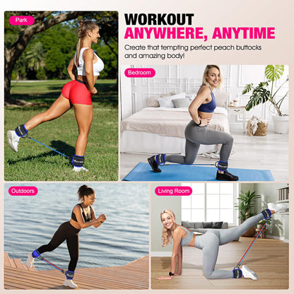 Ankle Resistance Bands with Cuffs, Ankle Bands for Working Out, Ankle Resistance Band for Leg, Booty Workout Equipment for Kickbacks Hip Fitness Training, Exercise Bands for Butt Lift Women - My Store