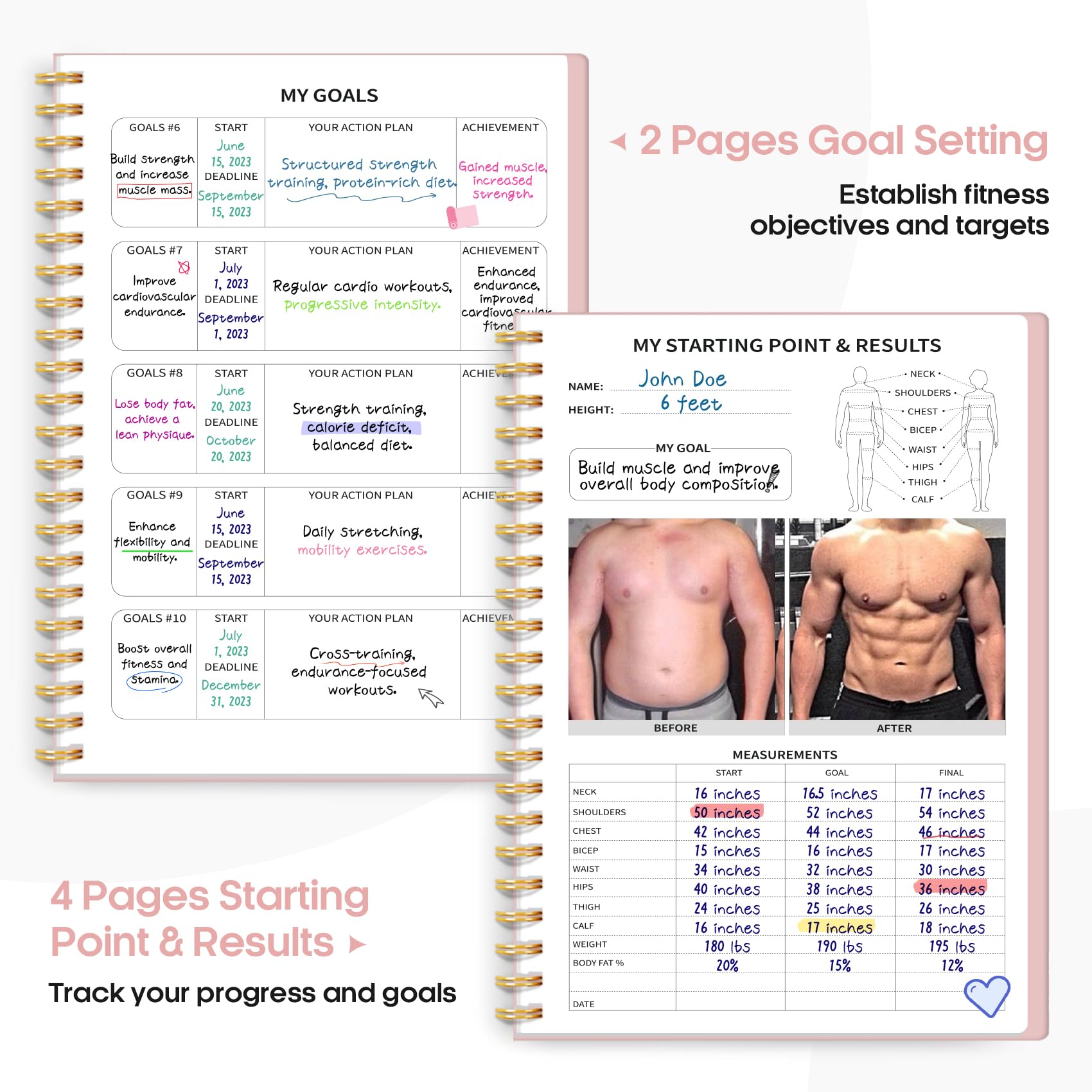 Fitness Workout Journal for Women & Men, A5(5.5" x 8.2") Workout Log Book Planner for Tracking, Progress, and Achieving Your Wellness Goals - Green - My Store