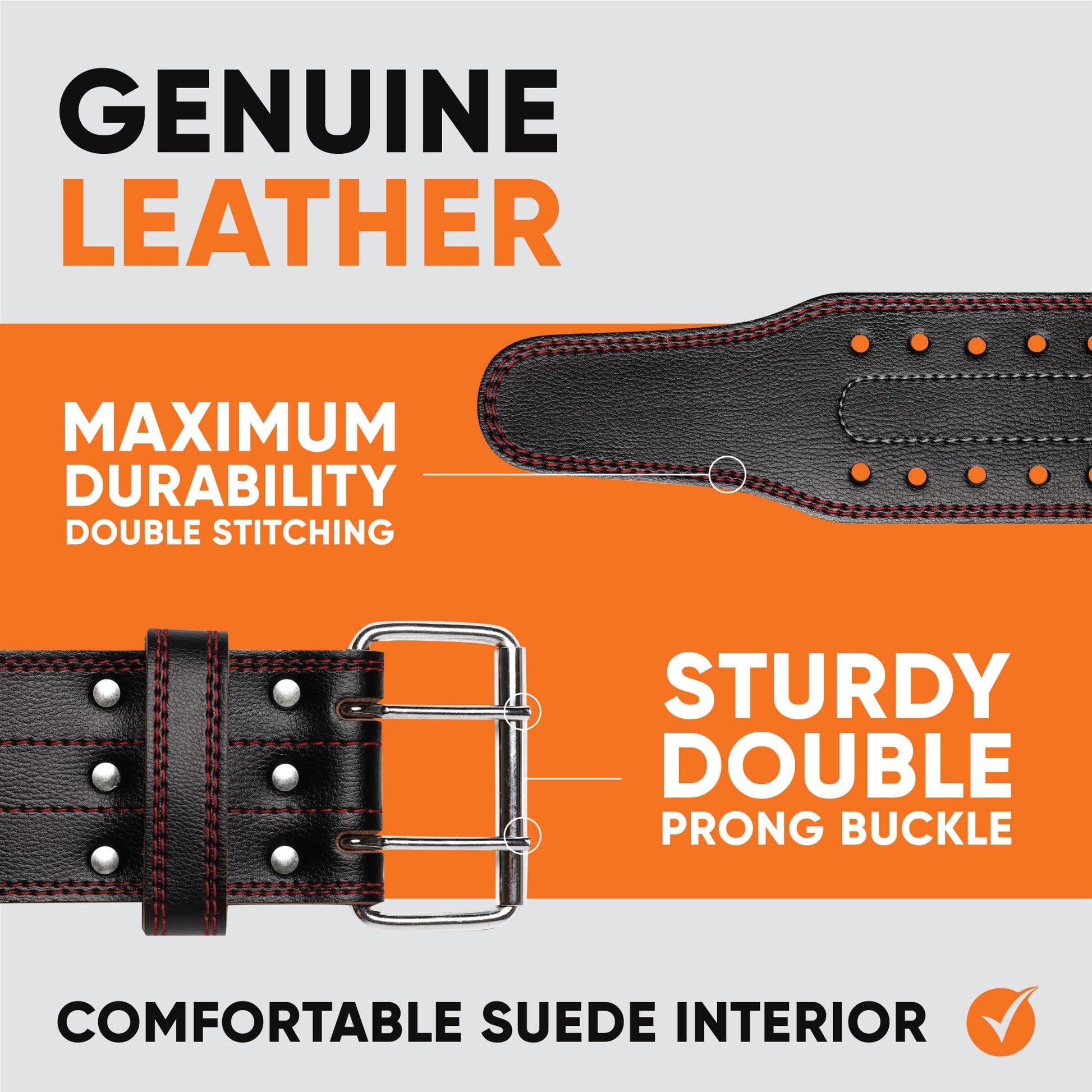 ProFitness Weight Lifting Belt (5mm Thick) - Leather Weight Belt for Men & Women - Back Support Squat Belt - Gym Belt for Weightlifting, Powerlifting & Deadlifts | Adjustable Weightlifting Belt - My Store