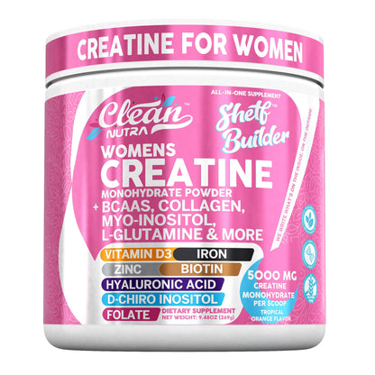 Creatine for Women | Creatine Monohydrate + BCAA Powder Myo-Inositol Collagen Biotin Hyaluronic Acid Folate L Glutamine Vitamin D3 Iron Zinc D-Chiro-Maca Digestion Shelf Builder by Clean Nutra - My Store