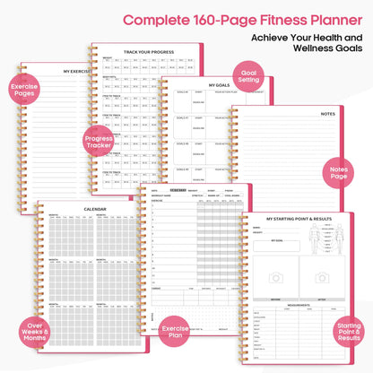 Fitness Workout Journal for Women & Men, A5(5.5" x 8.2") Workout Log Book Planner for Tracking, Progress, and Achieving Your Wellness Goals - Green - My Store