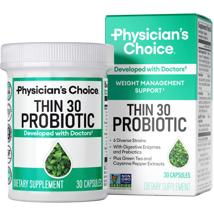 Physician's CHOICE Probiotics for Weight Management & Bloating - 6 Probiotic Strains - Prebiotics - Key ingredient Cayenne - Supports Gut Health - Weight Management for Women & Men - Green Tea - 30 CT - My Store