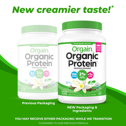 Orgain Organic Vegan Protein Powder, Vanilla Bean - 21g Plant Protein, 4g Prebiotic Fiber, No Lactose Ingredients, No Added Sugar, Non-GMO, For Shakes & Smoothies, 2.03 lb (Packaging May Vary) - My Store