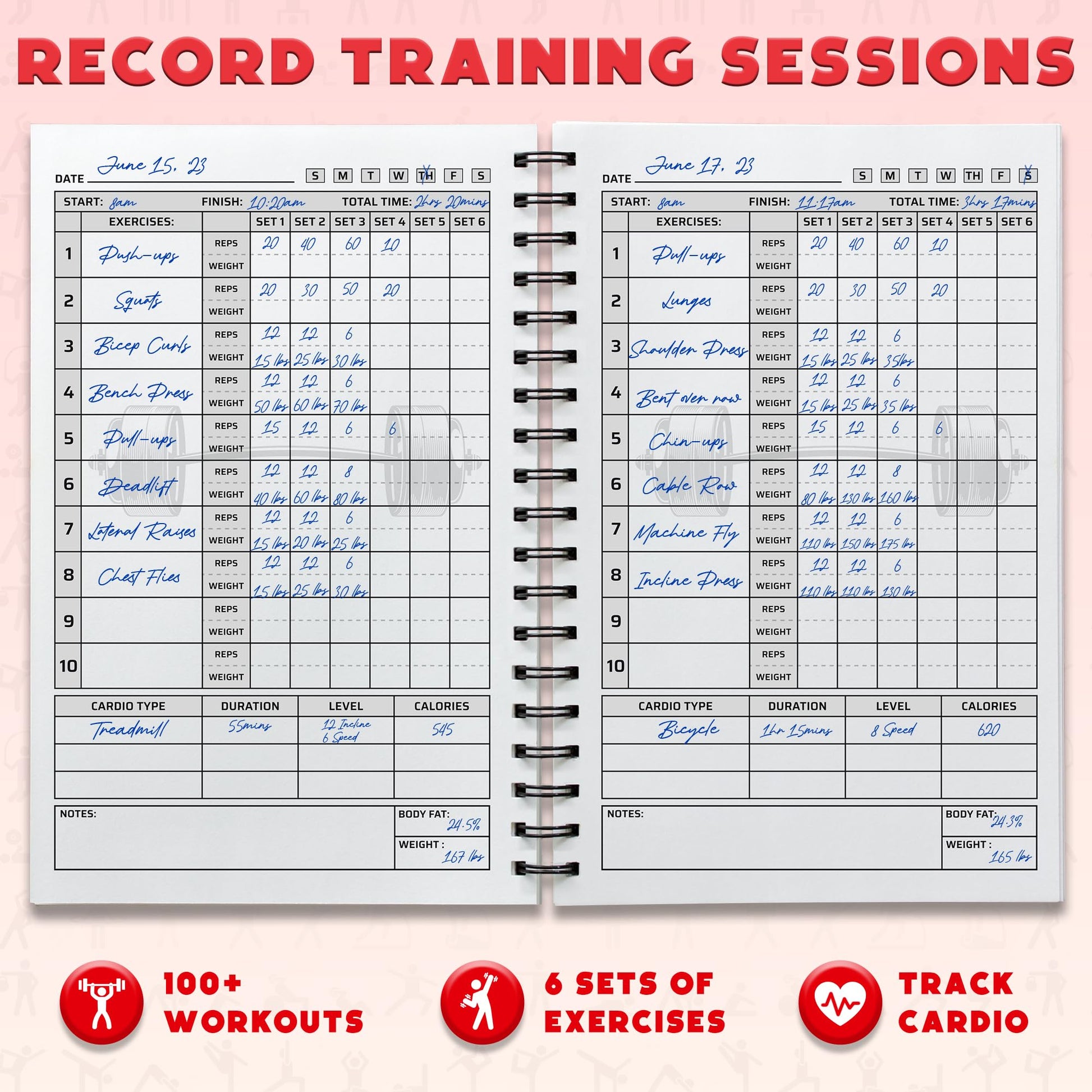 Workout Planner for Daily Fitness Tracking & Goals Setting - A5 Size, 6” x 8”, Charcoal Gray - Men & Women Personal Home & Gym Training Diary - Log Book Journal - by Workout Log Gym - My Store