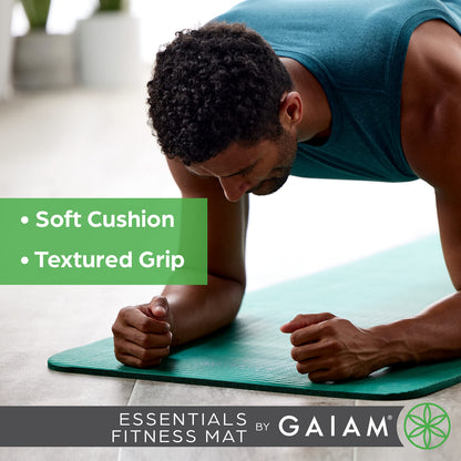 Gaiam Essentials Thick and Thin Yoga Mat Fitness & Exercise Mat with Easy-Cinch Carrier Strap - My Store