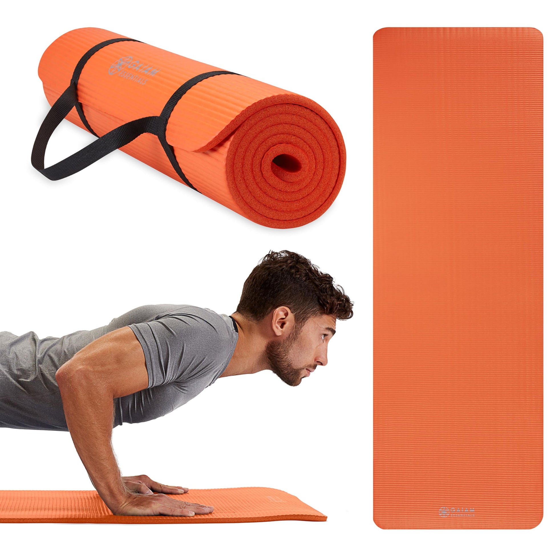 Gaiam Essentials Thick and Thin Yoga Mat Fitness & Exercise Mat with Easy-Cinch Carrier Strap - My Store