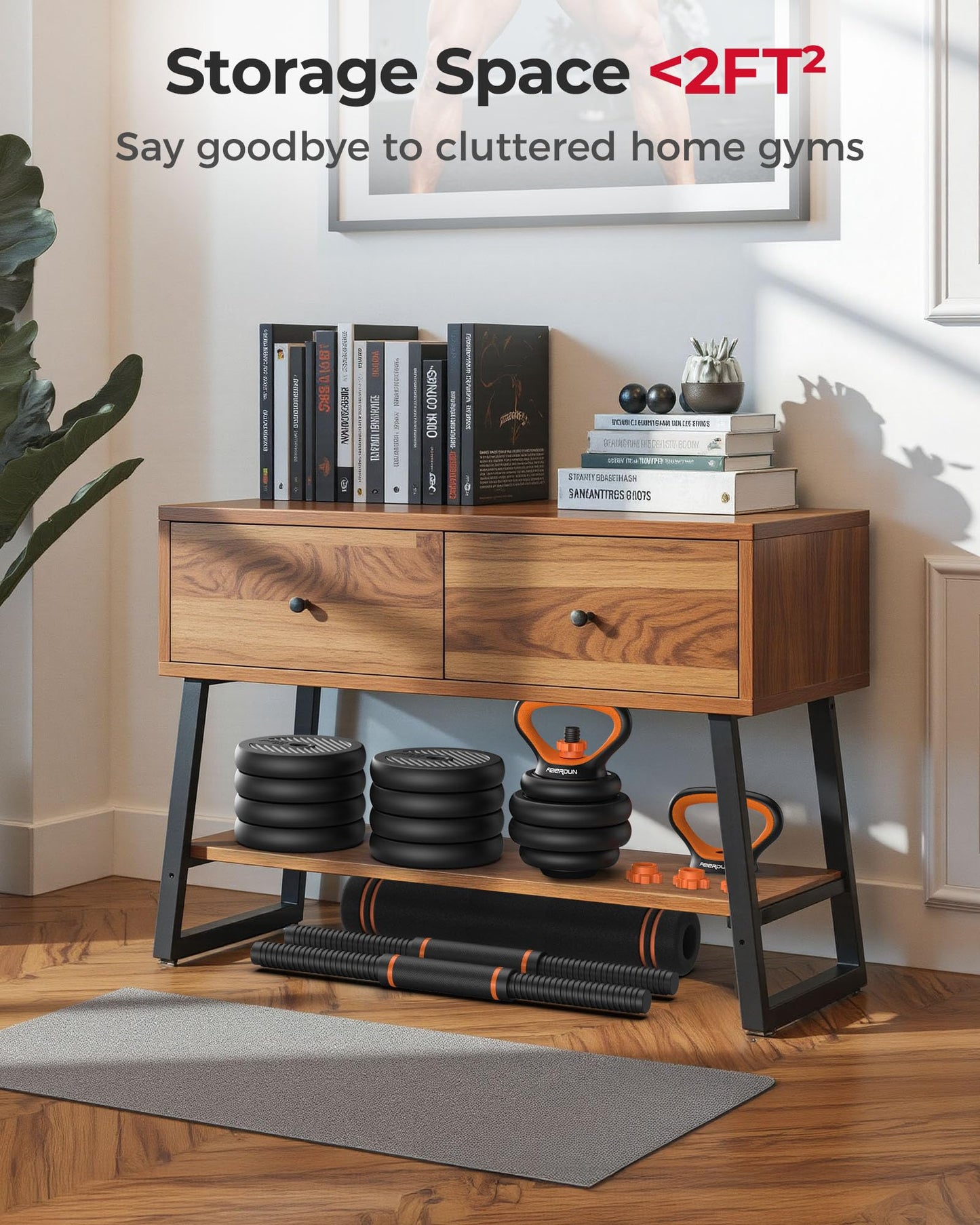 FEIERDUN Adjustable Dumbbells, 20/30/40/45/70/90lbs Free Weight Set with Connector, 5 in1 Dumbbells Set Used as Barbell, Kettlebells, Push up Stand, Weight Plate, Fitness Exercises for Home Gym Suitable Men/Women - My Store