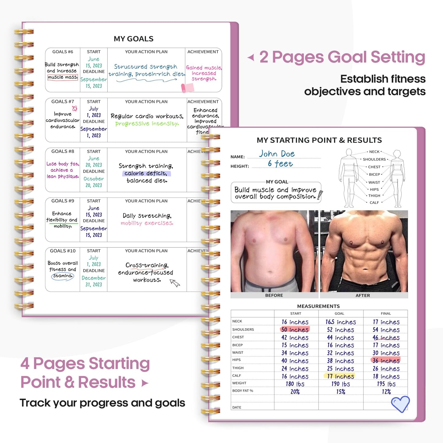 Fitness Workout Journal for Women & Men, A5(5.5" x 8.2") Workout Log Book Planner for Tracking, Progress, and Achieving Your Wellness Goals - Green - My Store