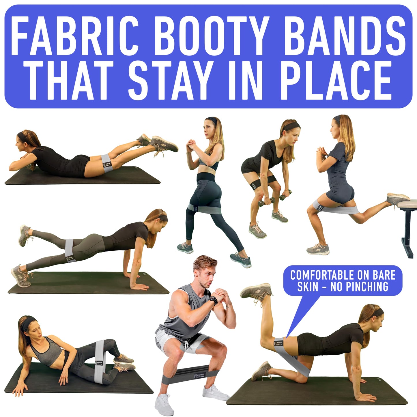 Resistance Bands for Working Out with Workout Bands Guide. 4 Booty Bands for Women Men Fabric Elastic Bands for Exercise Bands Resistance Bands for Legs Bands for Working Out Hip Thigh Glute Bands Set - My Store