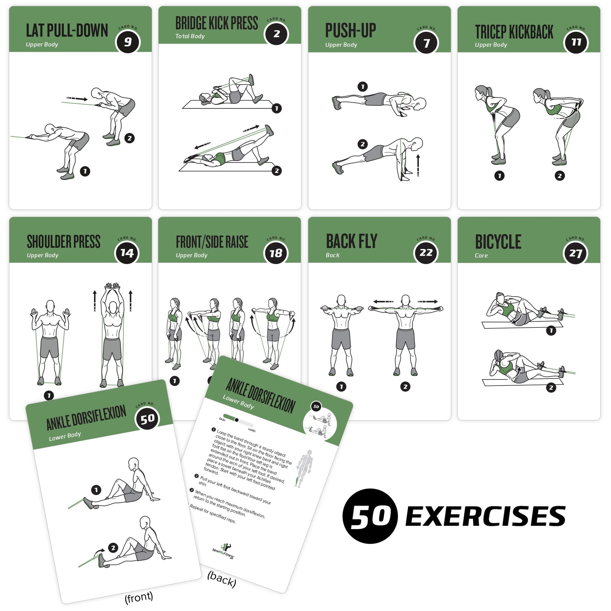 NewMe Fitness Stretching Workout Cards, Instructional Fitness Deck for Women & Men, Beginner Fitness Guide to Training Exercises at Home or Gym - My Store