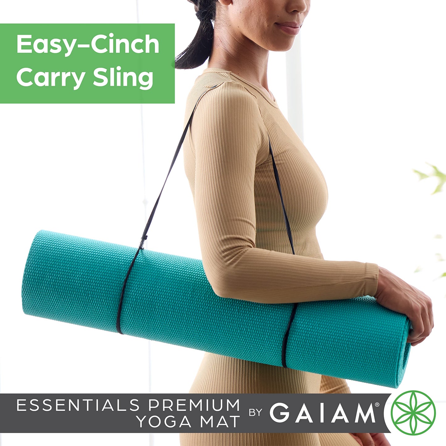 Gaiam Essentials Thick and Thin Yoga Mat Fitness & Exercise Mat with Easy-Cinch Carrier Strap - My Store