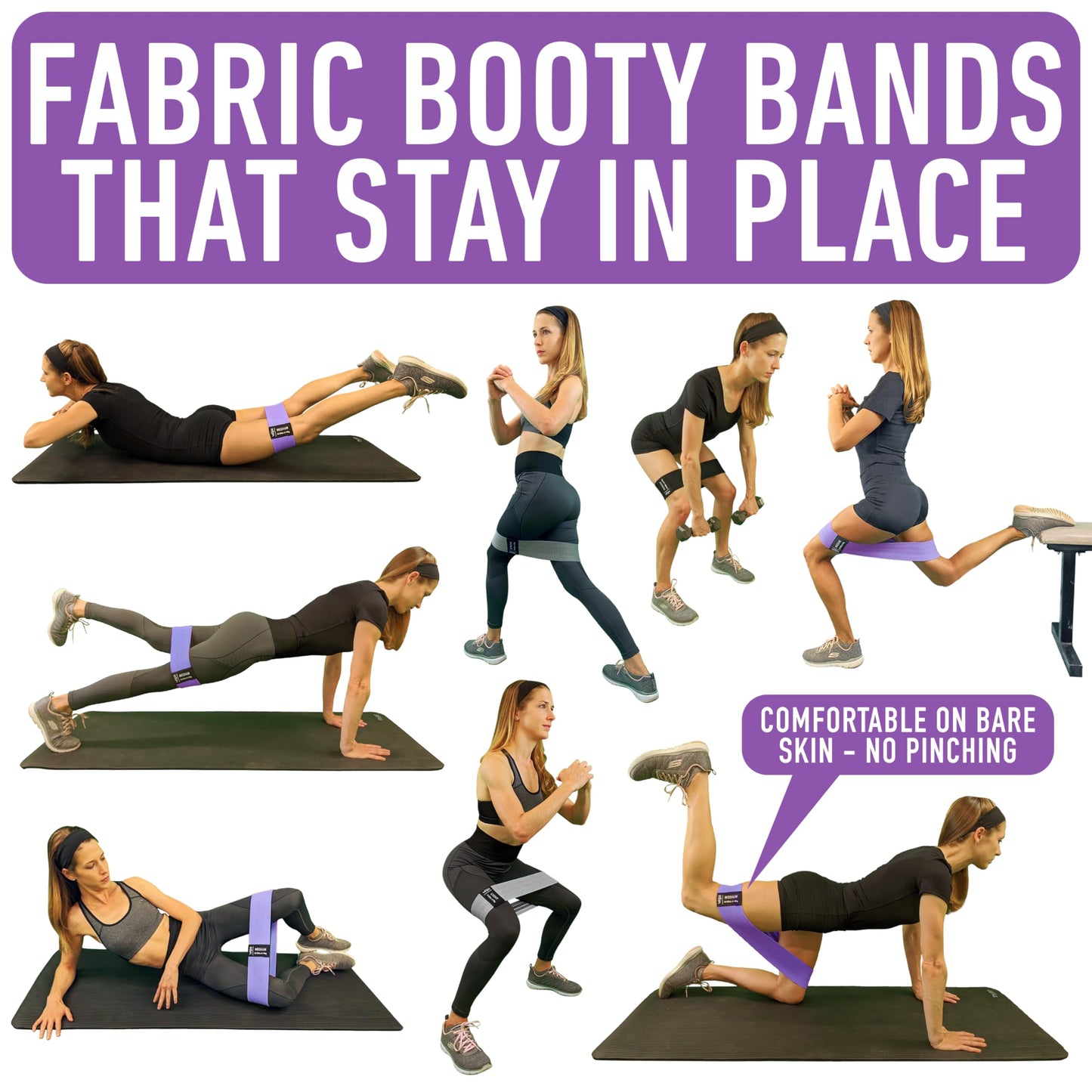 Resistance Bands for Working Out with Workout Bands Guide. 4 Booty Bands for Women Men Fabric Elastic Bands for Exercise Bands Resistance Bands for Legs Bands for Working Out Hip Thigh Glute Bands Set - My Store