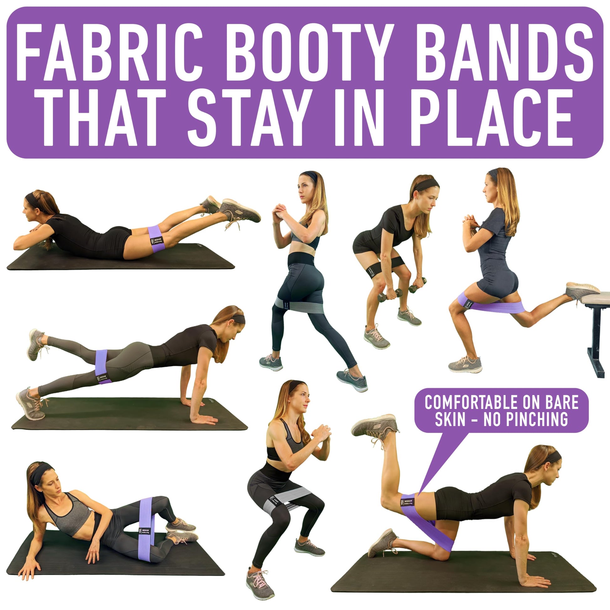 Resistance Bands for Working Out with Workout Bands Guide. 4 Booty Bands for Women Men Fabric Elastic Bands for Exercise Bands Resistance Bands for Legs Bands for Working Out Hip Thigh Glute Bands Set - My Store