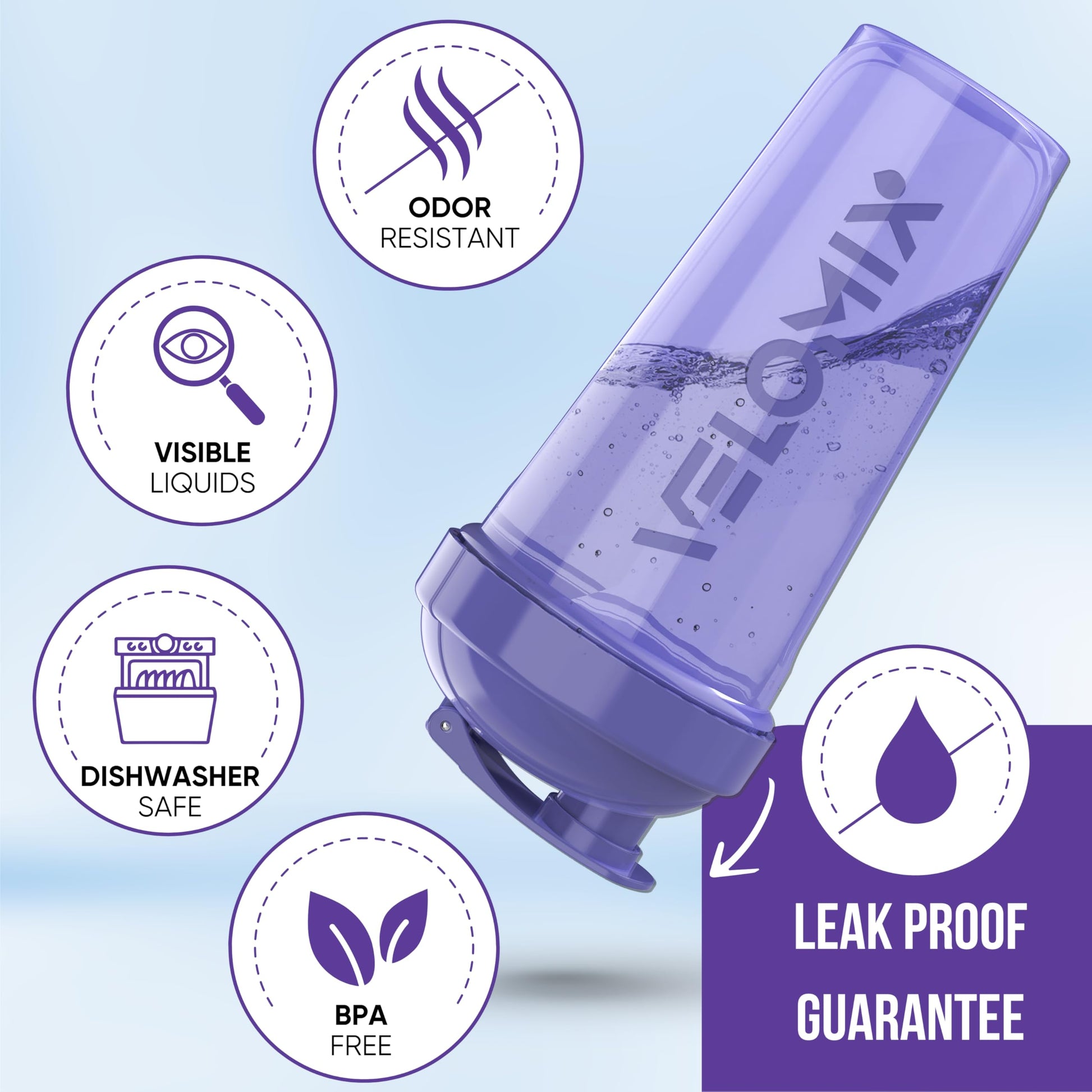 VELOMIX - 2 Pack- 28 oz Protein Shaker Bottles for Protein Mixes - 2x Wire Whisk | Leak Proof Shaker Cups for Protein Shakes | Protein Shaker Bottle Pack (Black/Transparent) - My Store