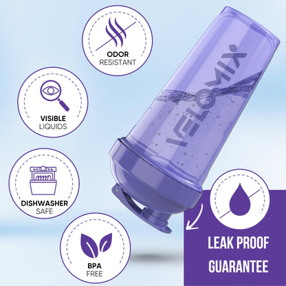 VELOMIX - 2 Pack- 28 oz Protein Shaker Bottles for Protein Mixes - 2x Wire Whisk | Leak Proof Shaker Cups for Protein Shakes | Protein Shaker Bottle Pack (Black/Transparent) - My Store