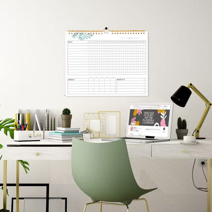 Habit Tracker Calendar- 12 Months Undated Daily Weekly & Monthly Period Habit Tracker Journal, Greenery Floral, Spiral Binding with Writable Goals Habits Track and Self Care Office Supplies. 8"x10" - My Store