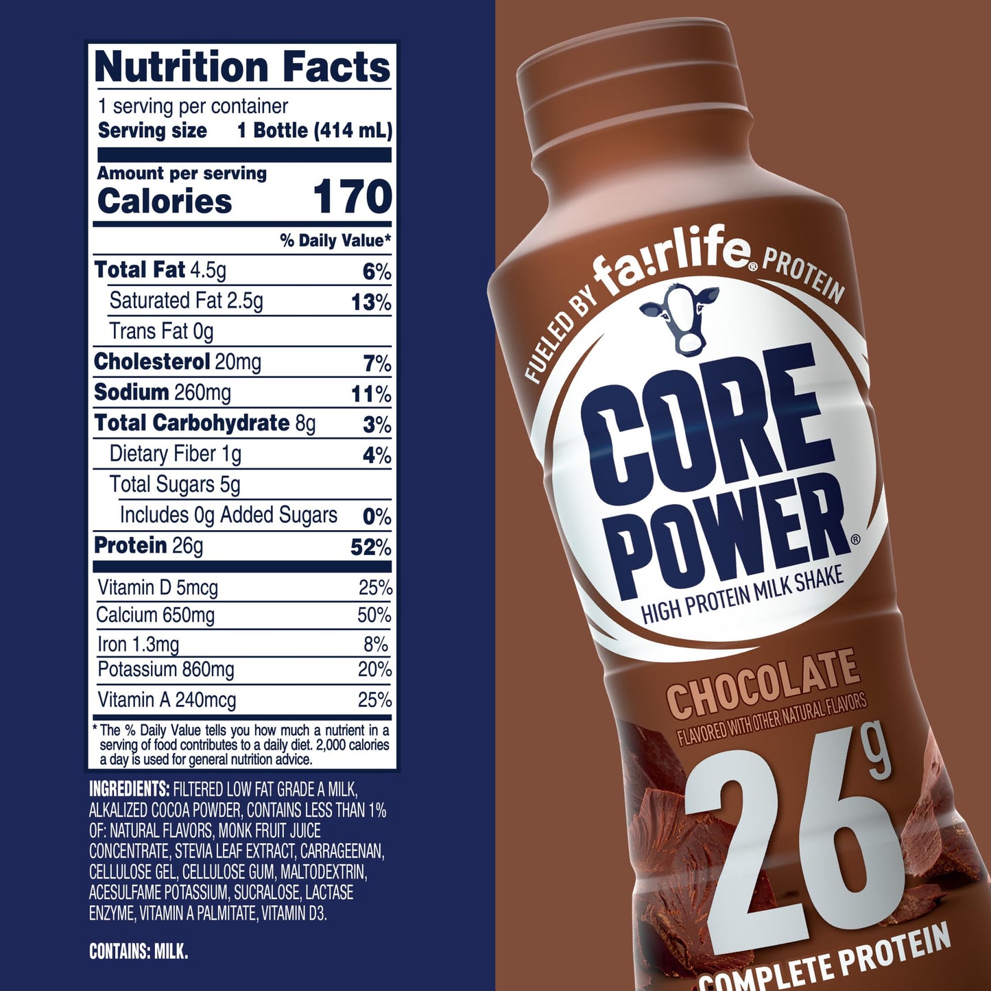 Core Power Protein Shake, Chocolate, 26g Bottle, 14oz, 12 Pack - My Store
