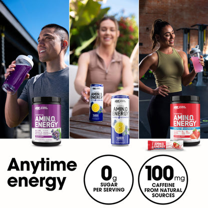 Optimum Nutrition Amino Energy - Pre Workout with Green Tea, BCAA, Amino Acids, Keto Friendly, Green Coffee Extract, Energy Powder - Concord Grape, 65 Servings (Packaging May Vary)