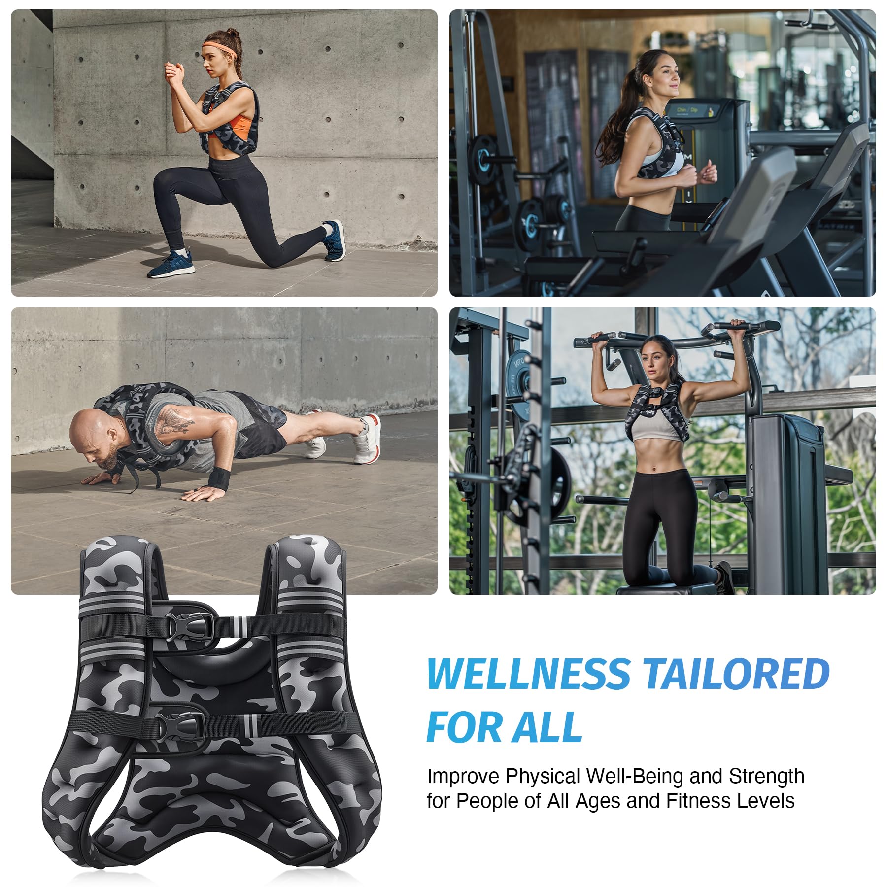 ZELUS Weighted Vest, 6lb/8lb/12lb/16lb/20lb/25lb/30lb Weight Vest with Reflective Stripe for Workout, Strength Training, Running, Fitness, Muscle Building, Weight Loss, Weightlifting - My Store