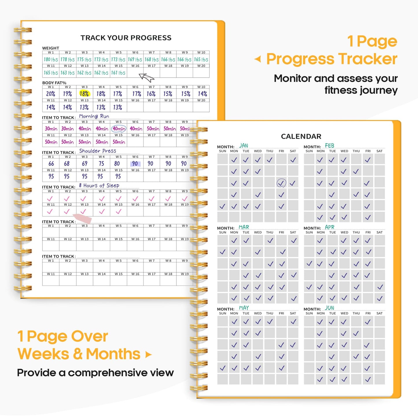 Fitness Workout Journal for Women & Men, A5(5.5" x 8.2") Workout Log Book Planner for Tracking, Progress, and Achieving Your Wellness Goals - Green - My Store