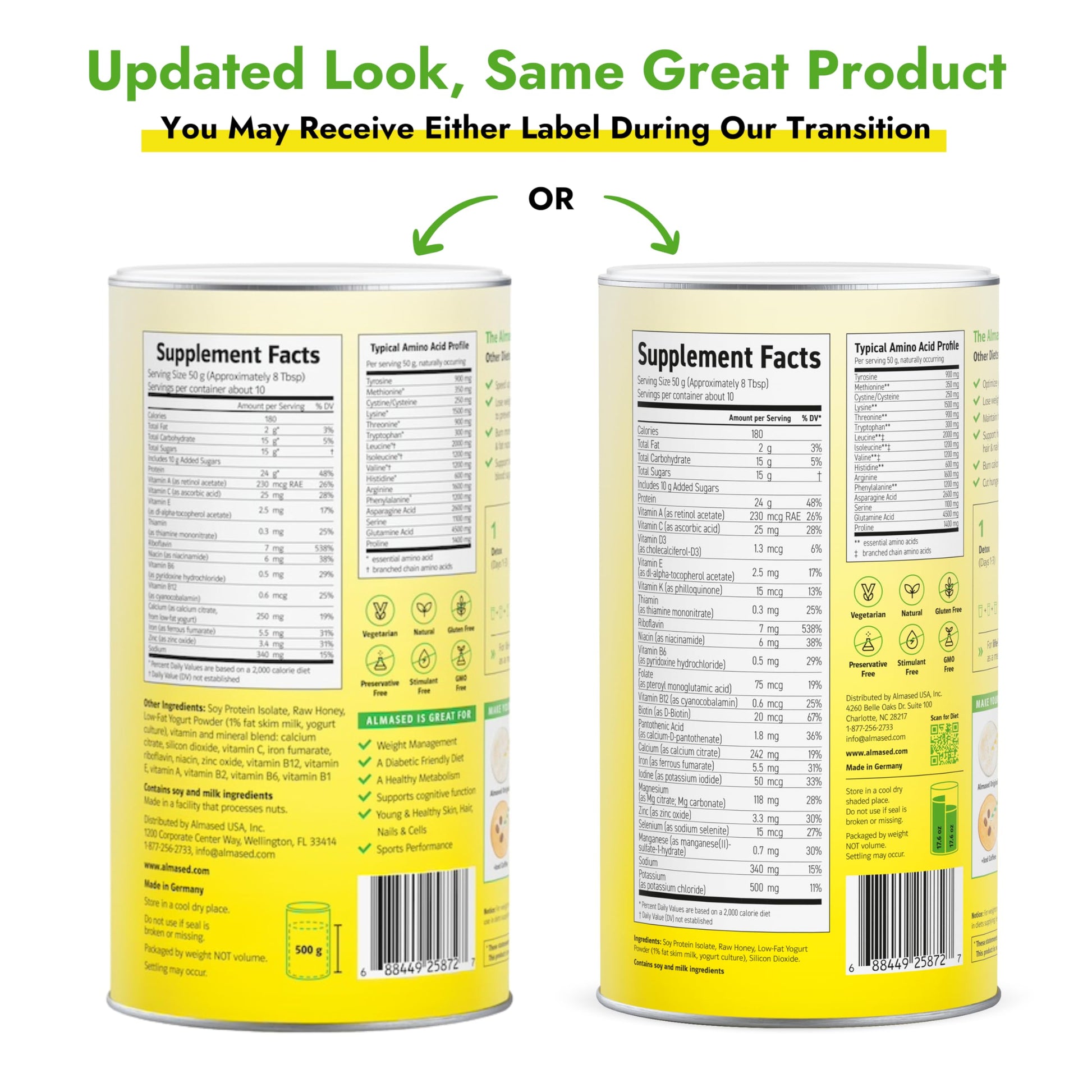 Almased Vanilla Meal Replacement Shake - Low-Glycemic High Plant Base Protein Powder- Nutritional Weight Health Support Supplement - Vanilla Flavor - 17.6 oz (1.1 Pound (1 Pack)) - My Store