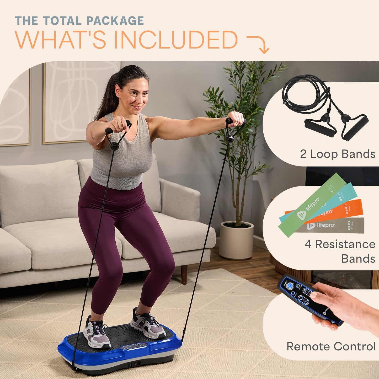 Lifepro Waver Vibration Plate Exercise Machine for Lymphatic Drainage, Muscle Activation, Full-Body Workout Vibrating Platform with Loop Bands, Fitness Equipment for Strength Toning & Fat Loss - My Store