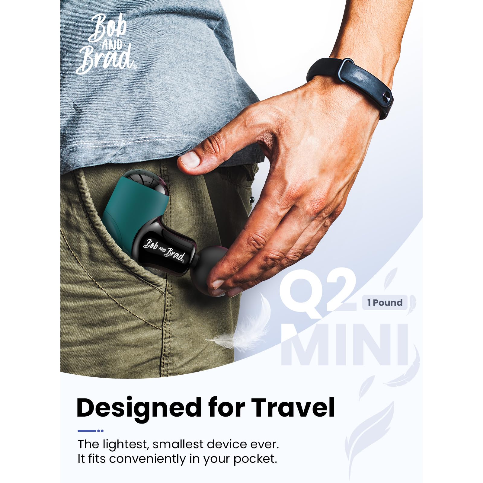 BOB AND BRAD Q2 Pro Mini Massage Gun with Heat and Cold Head,Pocket-Sized Deep Tissue Massager Gun,Portable Percussion Muscle Massager Gun, Ultra Small&Quiet Muscle Massage Gun - My Store