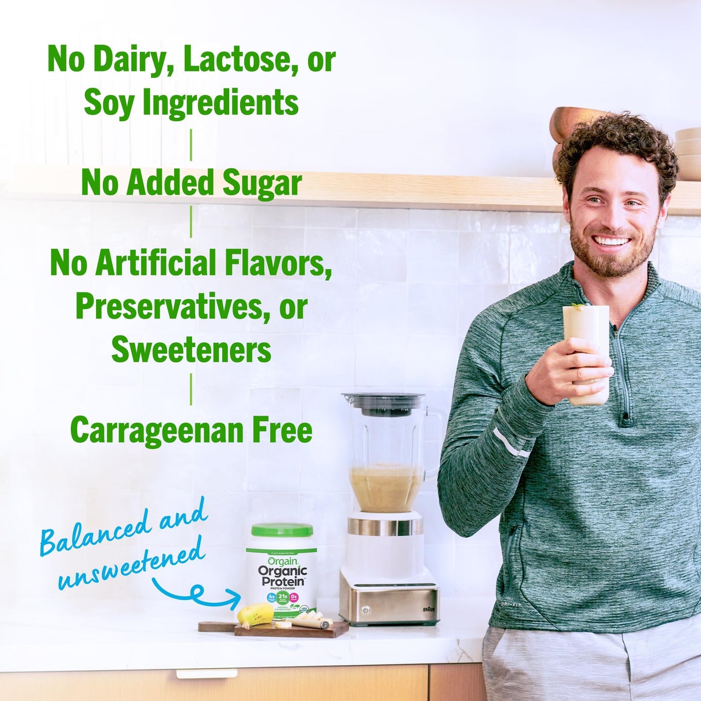 Orgain Organic Vegan Protein Powder, Vanilla Bean - 21g Plant Protein, 4g Prebiotic Fiber, No Lactose Ingredients, No Added Sugar, Non-GMO, For Shakes & Smoothies, 2.03 lb (Packaging May Vary) - My Store