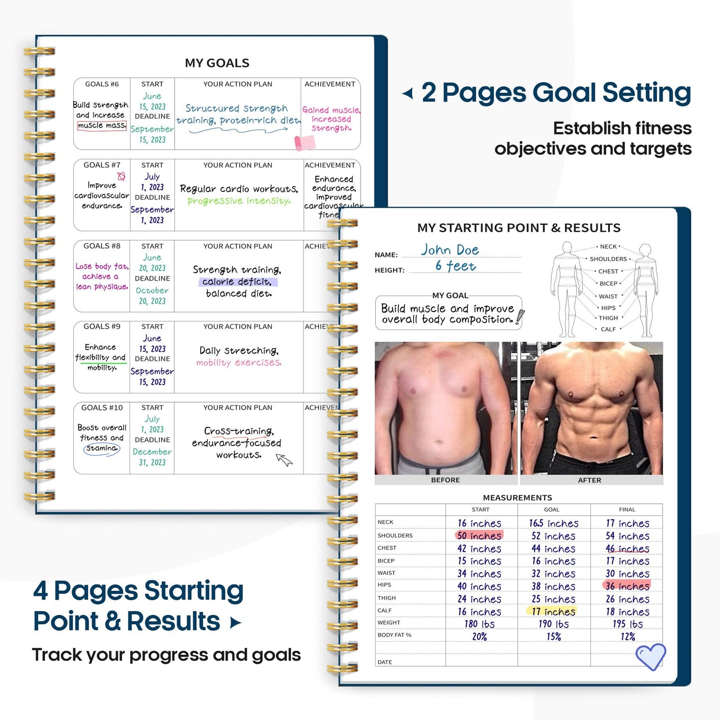 Fitness Workout Journal for Women & Men, A5(5.5" x 8.2") Workout Log Book Planner for Tracking, Progress, and Achieving Your Wellness Goals - Green - My Store