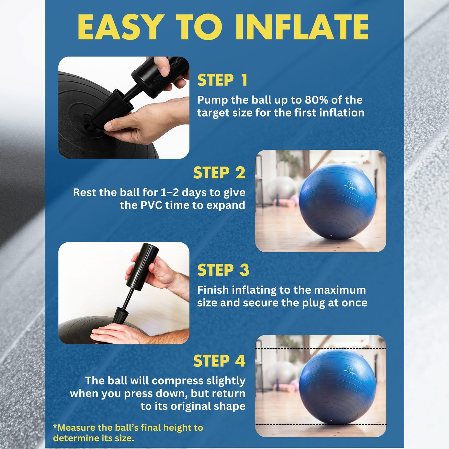 ProBody Pilates Exercise Ball - Multiple Sizes Gym Grade Balance Ball for Fitness, Yoga, Workout, Pregnancy & Physical Therapy - My Store