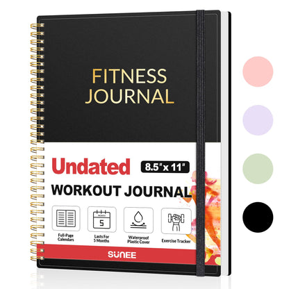 Fitness Journal Workout Planner for Women & Men, A5 (6.4" x 8.3") Workout Journal Log Book Planner Gift for Track Gym Essentials, Home Workouts, Track Progress, Achieve Wellness Goals, Black - My Store