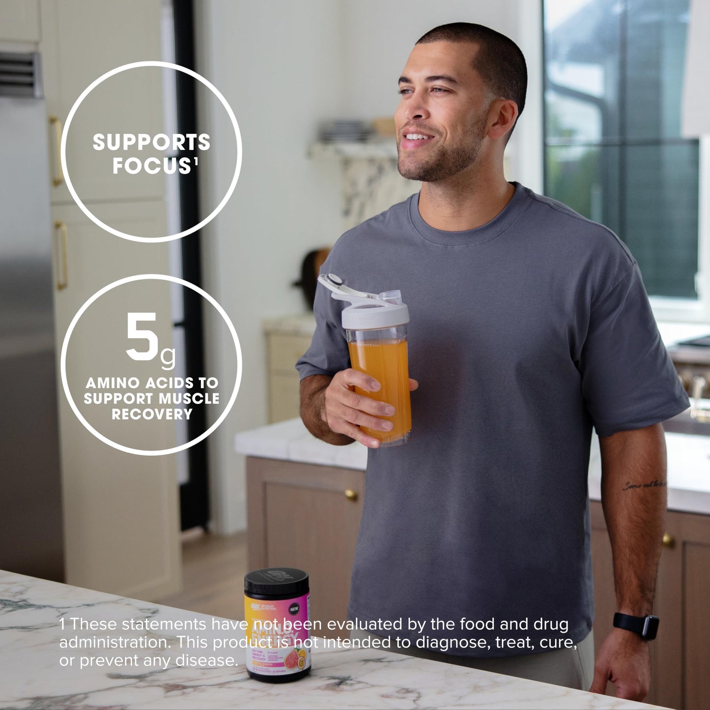 Optimum Nutrition Amino Energy - Pre Workout with Green Tea, BCAA, Amino Acids, Keto Friendly, Green Coffee Extract, Energy Powder - Concord Grape, 65 Servings (Packaging May Vary)