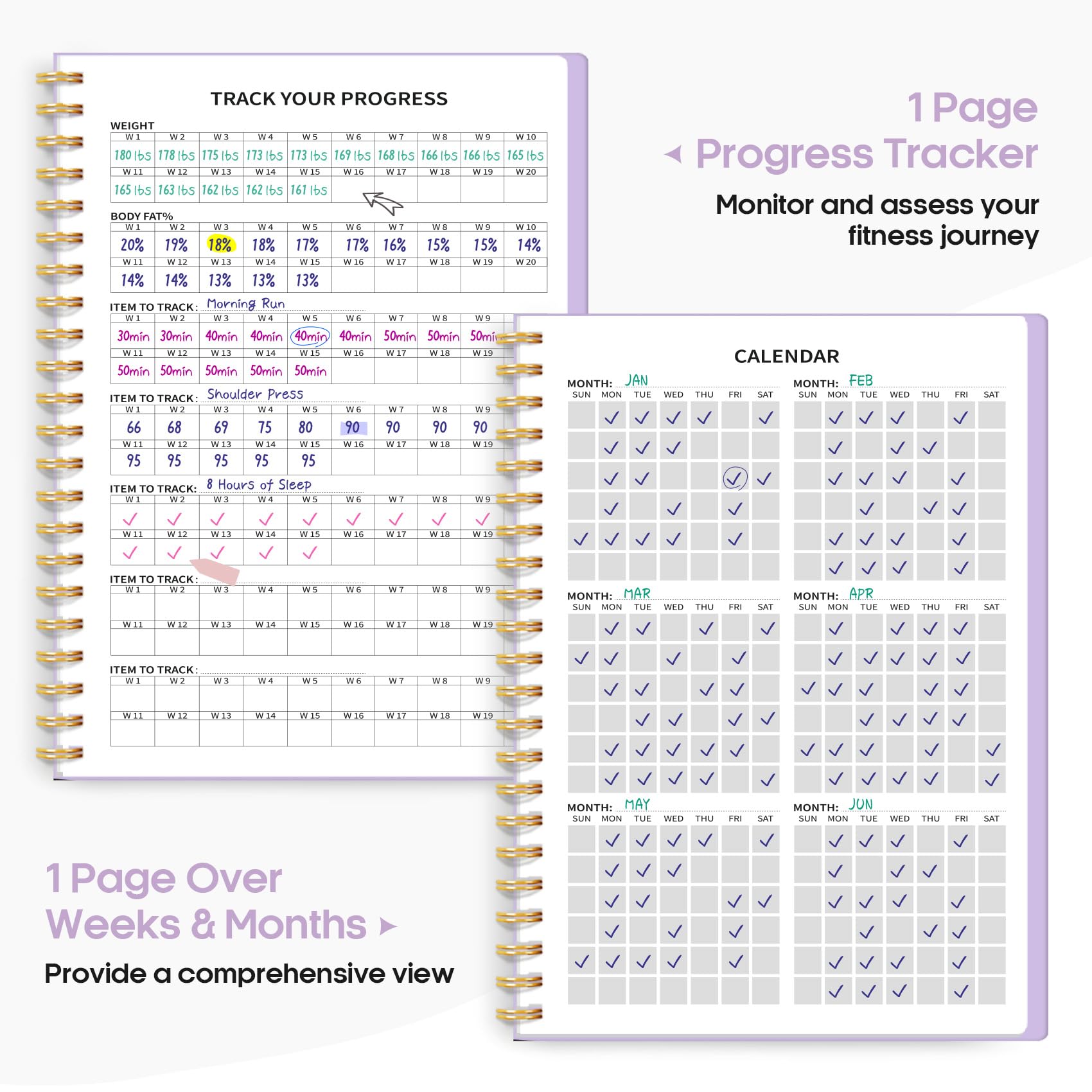 Fitness Workout Journal for Women & Men, A5(5.5" x 8.2") Workout Log Book Planner for Tracking, Progress, and Achieving Your Wellness Goals - Green - My Store