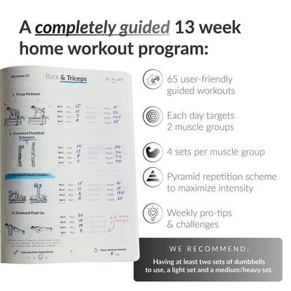 The Dumbbell Home Workout Journal. 13 Week Program. Fitness Planner/Workout Book that Only Requires Dumbbells. Workout Journal for Women & Men. - My Store