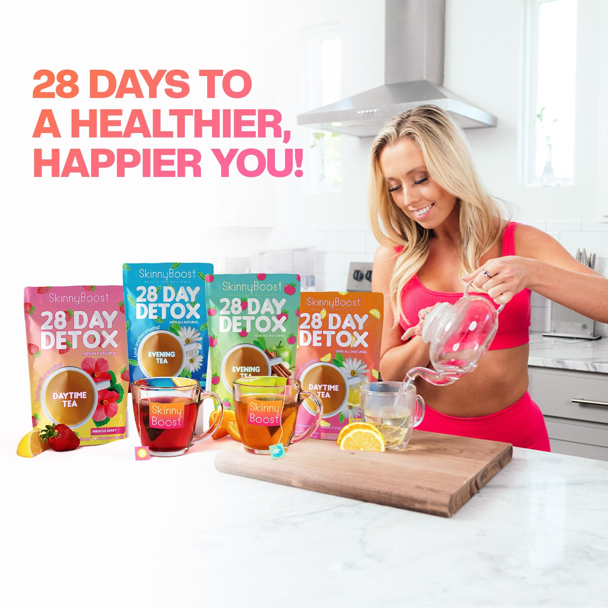 Skinny Boost Detox Tea Kit- 2 PACK –1 Daytime (28 Bags) + 1 Evening -(14 Bags) – Herbal Detox for Weight, Metabolism, Energy, Bloating & Colon Cleanse – Green Tea, Vegan, Keto, Non-GMO, Sugar-Free - My Store