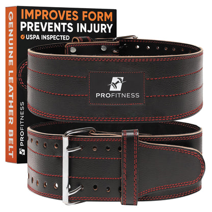 ProFitness Weight Lifting Belt (5mm Thick) - Leather Weight Belt for Men & Women - Back Support Squat Belt - Gym Belt for Weightlifting, Powerlifting & Deadlifts | Adjustable Weightlifting Belt - My Store