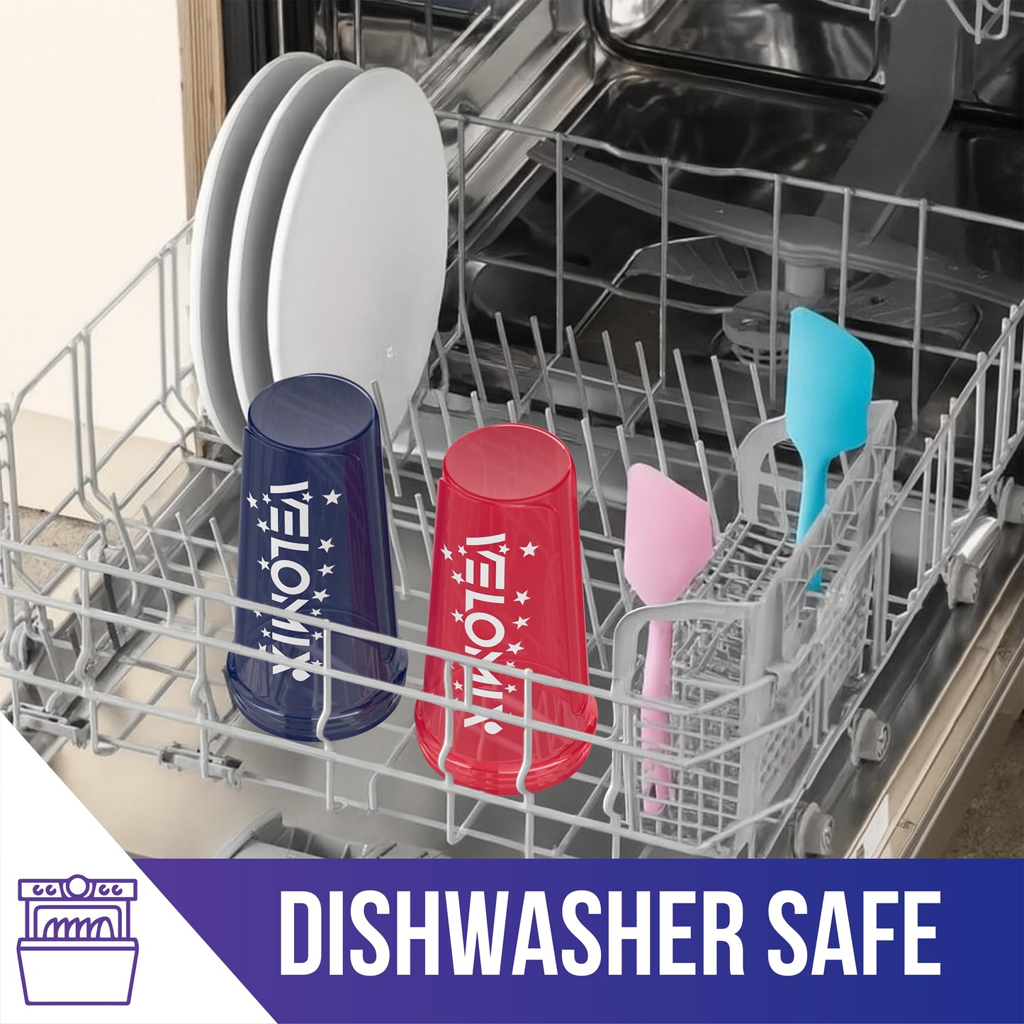 VELOMIX - 2 Pack- 28 oz Protein Shaker Bottles for Protein Mixes - 2x Wire Whisk | Leak Proof Shaker Cups for Protein Shakes | Protein Shaker Bottle Pack (Black/Transparent) - My Store