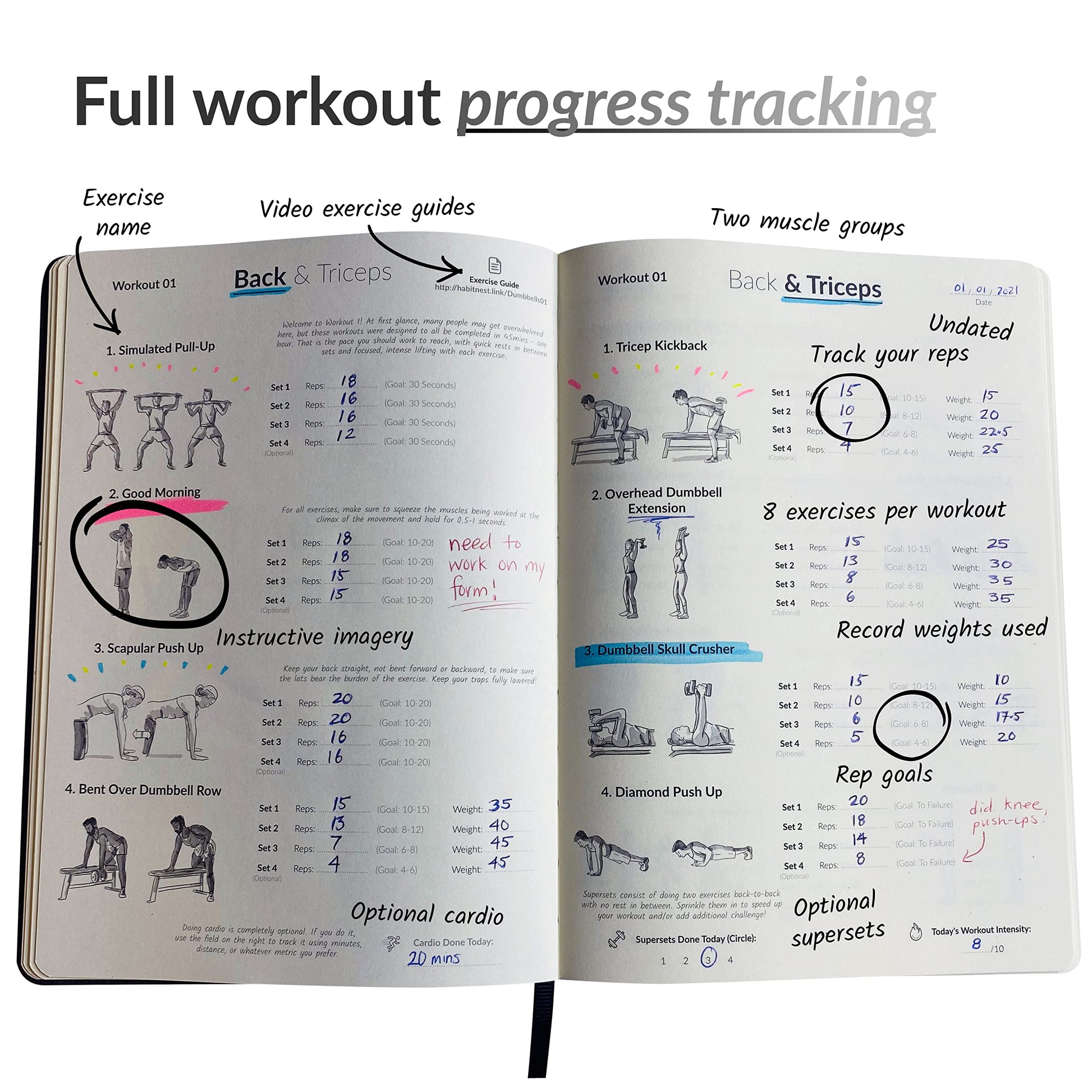 The Dumbbell Home Workout Journal. 13 Week Program. Fitness Planner/Workout Book that Only Requires Dumbbells. Workout Journal for Women & Men. - My Store