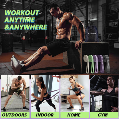 LEEKEY Resistance Bands Set for Pull-Up Assistance & Full-Body Training, Multi-Level Exercise Bands with Bag for Home Workouts, Physical Therapy, Strength Training (Men/Women) - My Store