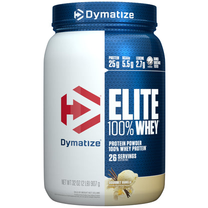 Dymatize Elite 100% Whey Protein Powder, Cookies & Cream, 25g of Protein, 5.5g BCAAs, Less Than 140 Cal., Gluten Free, 3g Carb, 2g Sugar, 3g Fat (25 Servings)