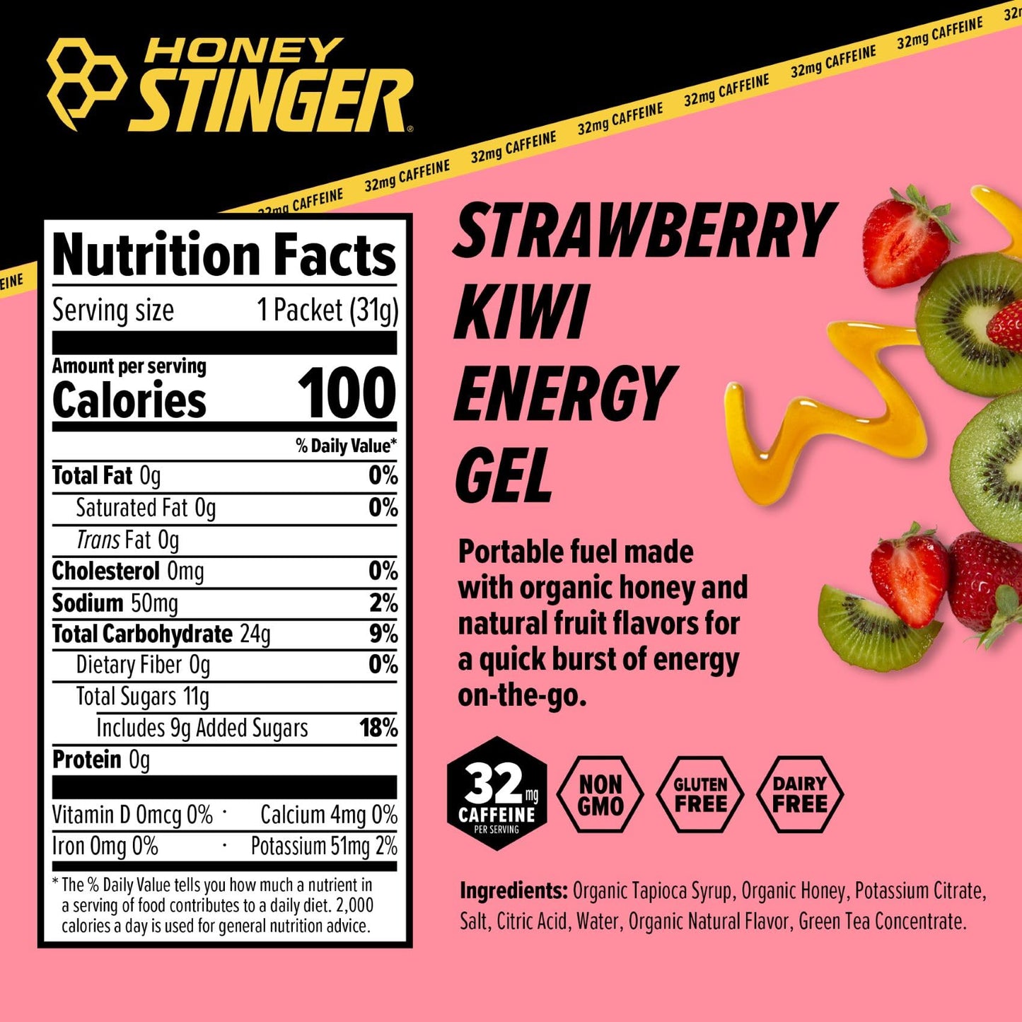Honey Stinger Organic Fruit Smoothie Energy Gel, Gluten Free & Caffeine Free, for Exercise, Running and Performance, Sports Nutrition for Home & Gym, Pre and Mid Workout, 12 Pack, 13.2 Ounce