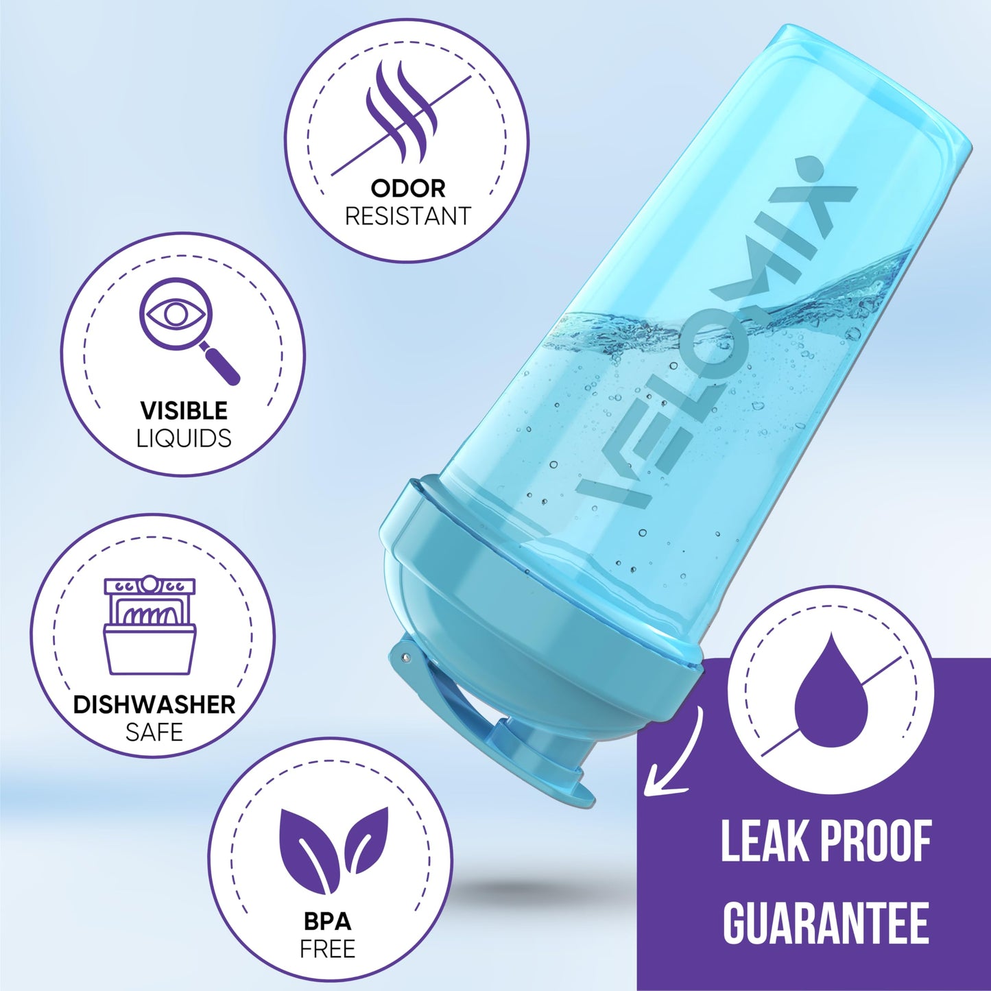 VELOMIX - 2 Pack- 28 oz Protein Shaker Bottles for Protein Mixes - 2x Wire Whisk | Leak Proof Shaker Cups for Protein Shakes | Protein Shaker Bottle Pack (Black/Transparent) - My Store