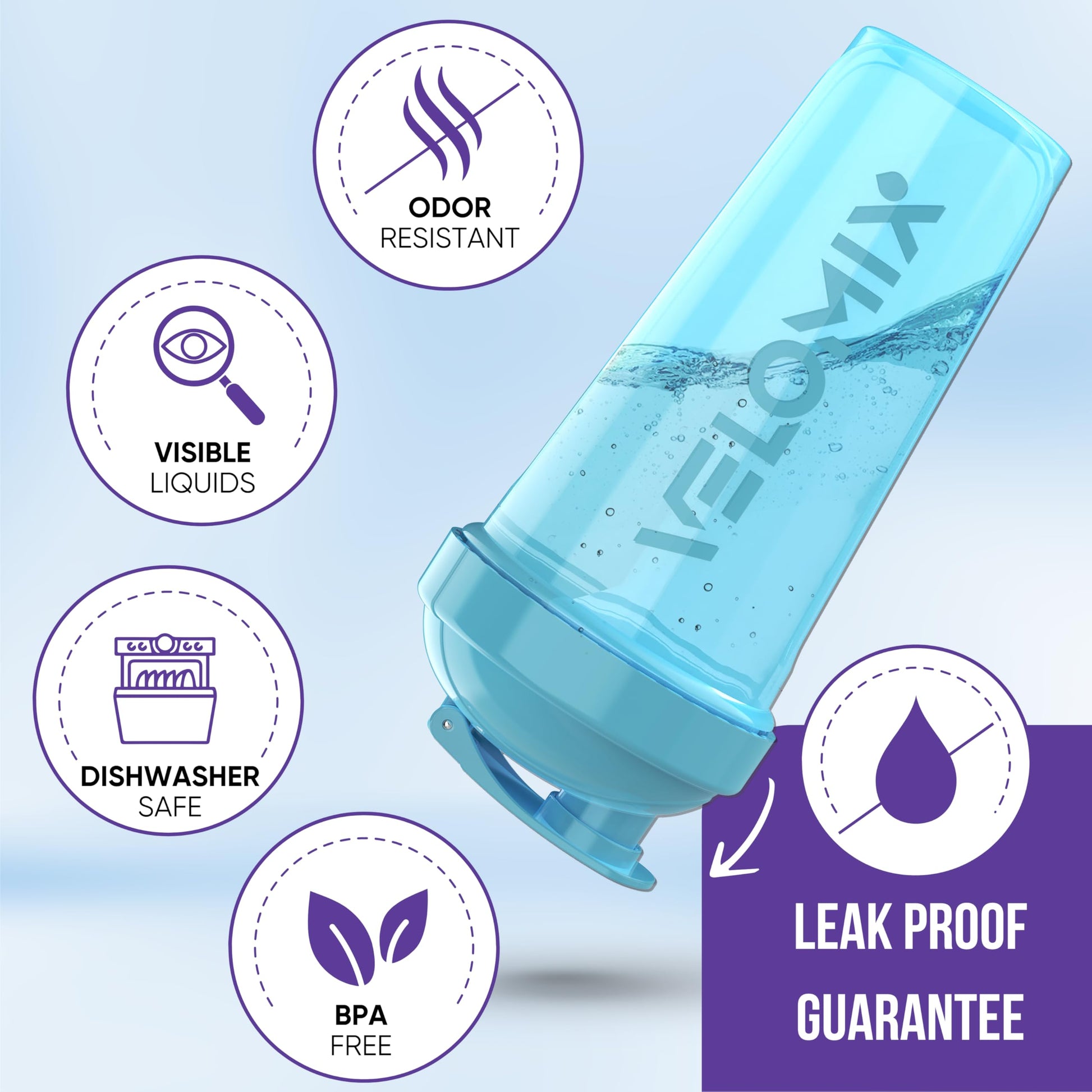 VELOMIX - 2 Pack- 28 oz Protein Shaker Bottles for Protein Mixes - 2x Wire Whisk | Leak Proof Shaker Cups for Protein Shakes | Protein Shaker Bottle Pack (Black/Transparent) - My Store