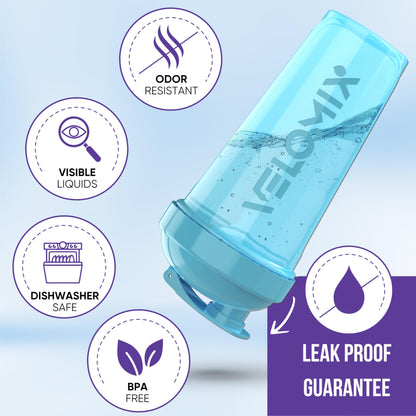 VELOMIX - 2 Pack- 28 oz Protein Shaker Bottles for Protein Mixes - 2x Wire Whisk | Leak Proof Shaker Cups for Protein Shakes | Protein Shaker Bottle Pack (Black/Transparent) - My Store