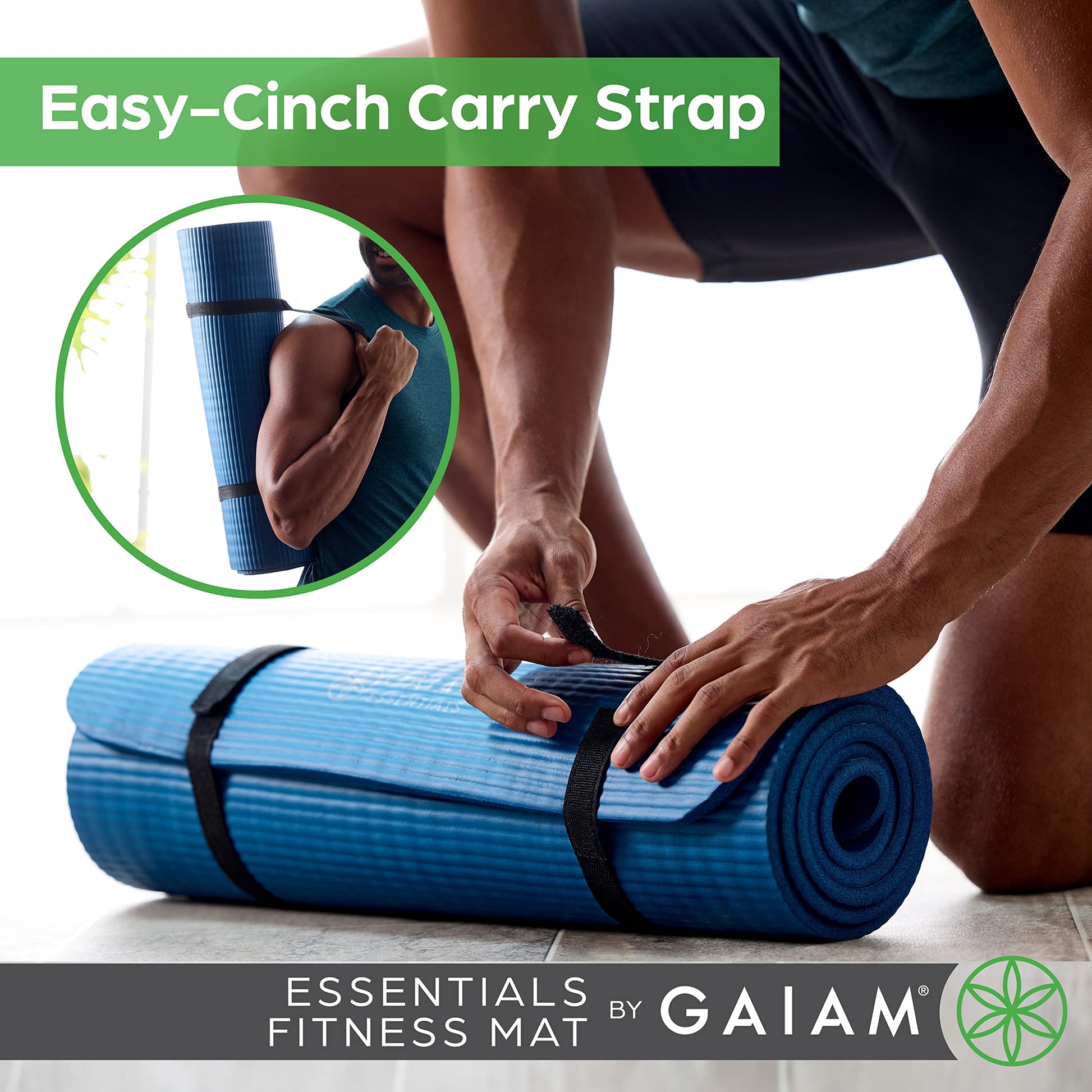 Gaiam Essentials Thick and Thin Yoga Mat Fitness & Exercise Mat with Easy-Cinch Carrier Strap - My Store