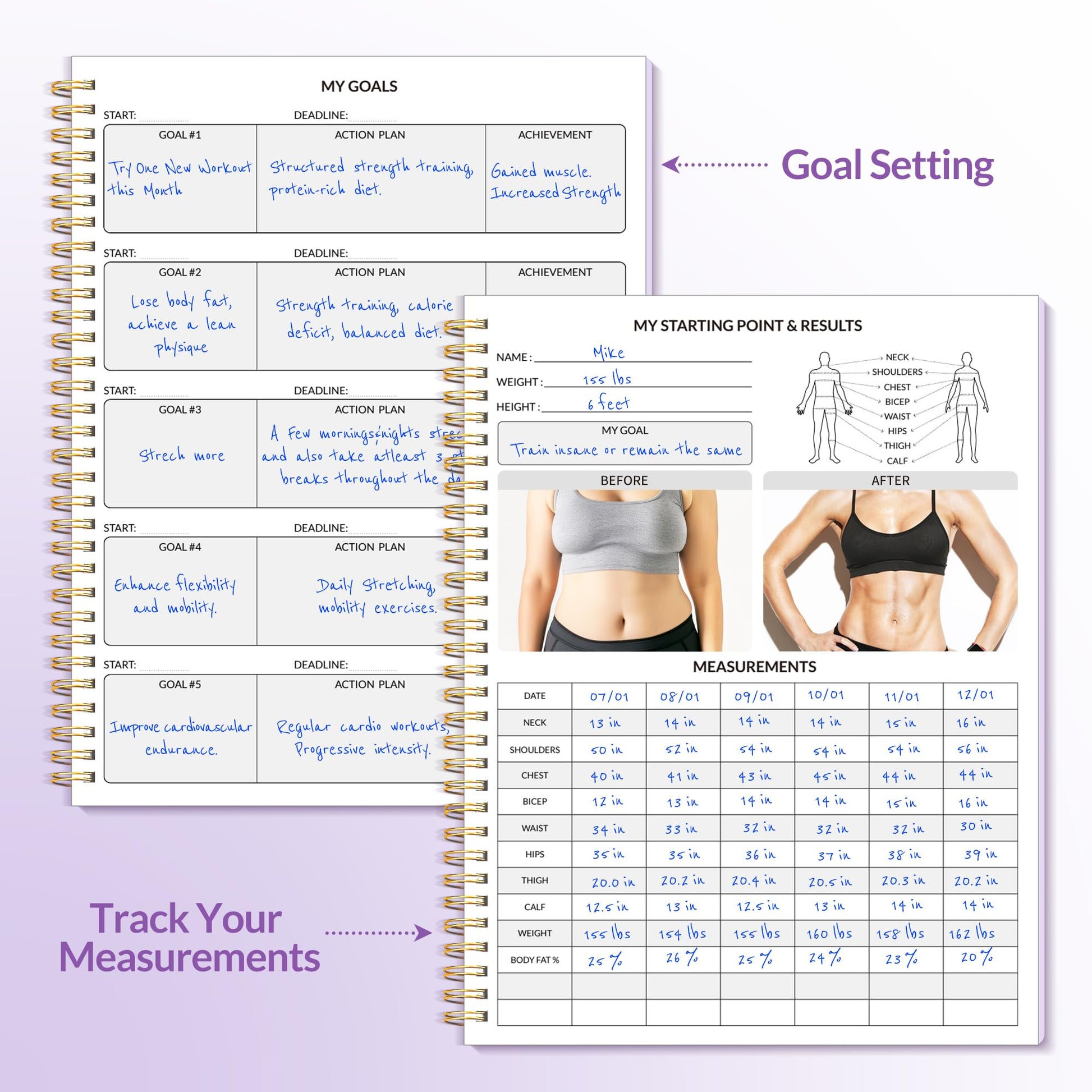 Fitness Journal Workout Planner for Women & Men, A5 (6.4" x 8.3") Workout Journal Log Book Planner Gift for Track Gym Essentials, Home Workouts, Track Progress, Achieve Wellness Goals, Black - My Store