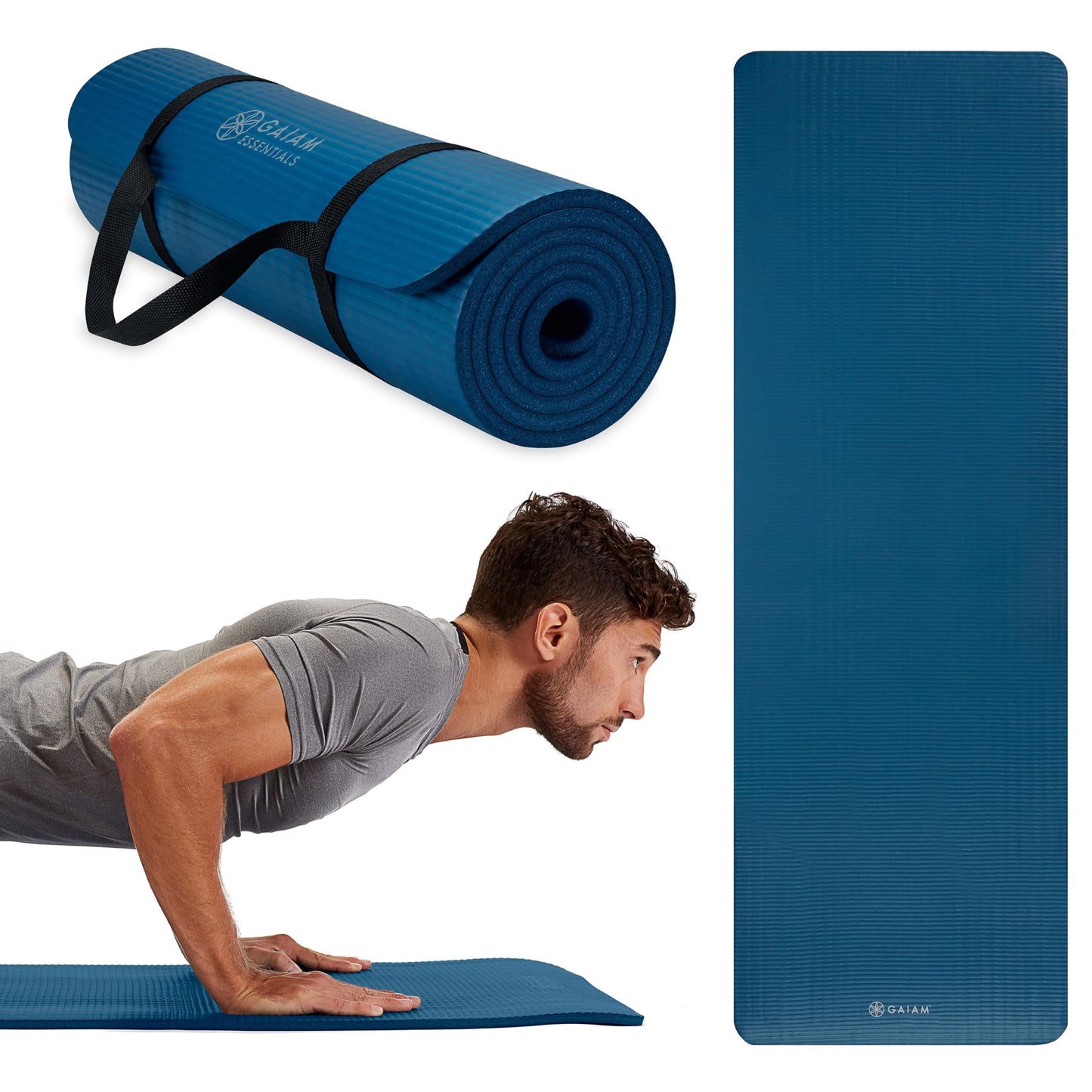 Gaiam Essentials Thick and Thin Yoga Mat Fitness & Exercise Mat with Easy-Cinch Carrier Strap - My Store