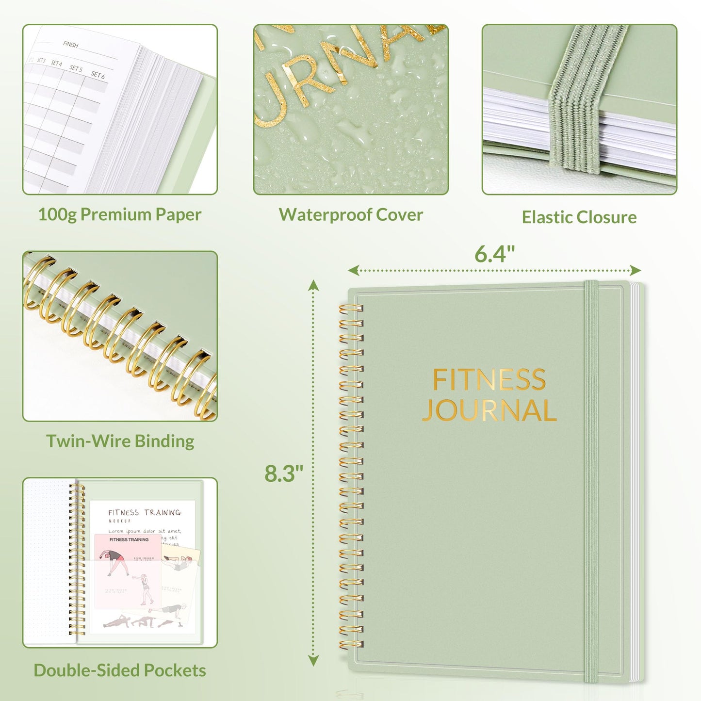 Fitness Journal Workout Planner for Women & Men, A5 (6.4" x 8.3") Workout Journal Log Book Planner Gift for Track Gym Essentials, Home Workouts, Track Progress, Achieve Wellness Goals, Black - My Store